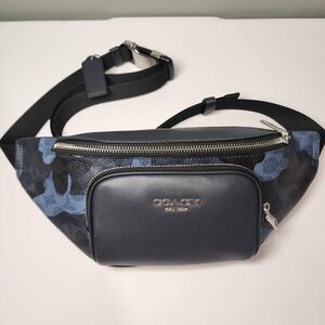 NWT Coach CDC32 Racer Small Belt Bag In Signature Canvas Blue Camo